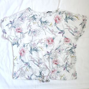 Buffalo David Bitton Pink and Green Floral Blouse Size M